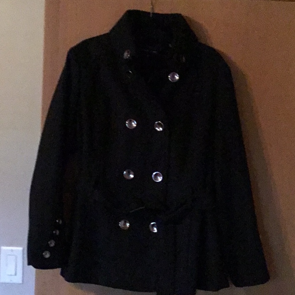 Black Rivet Wool Coat